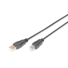 DIGITUS Câble USB 2.0 – 5 m – USB A vers Type B – 480 Mbps – Câble de connexion pour ordinateurs, ordinateurs portables, hubs, i