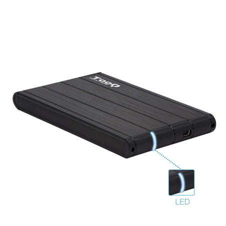 TOOQ TQE-2530B - Boîtier de Stockage pour disques durs HDD de 2.5", (SATA I/II/III jusqu'à 7.0 mm d'épaisseur, USB 3.0), Alumini