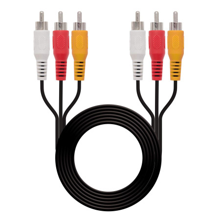 Nano Cable 10.24.0802 - Cable audio-video 3 x RCA M/M (1.8 mètres), couleur noir