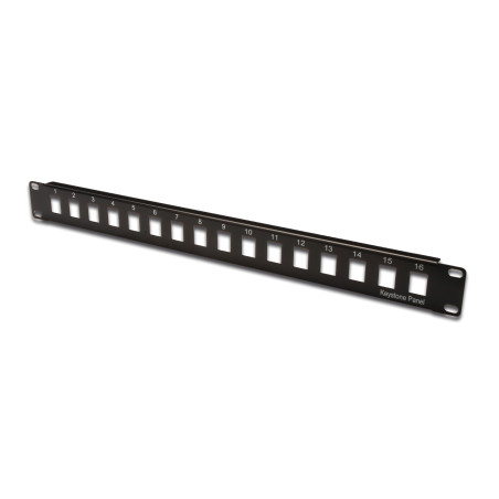 DIGITUS Panneau de Brassage - Modulaire - pour modules Keystone - 19 Pouces - 16 Ports - Non blindé - Montage en Rack 1U - Noir