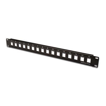 DIGITUS Panneau de Brassage - Modulaire - pour modules Keystone - 19 Pouces - 16 Ports - Non blindé - Montage en Rack 1U - Noir