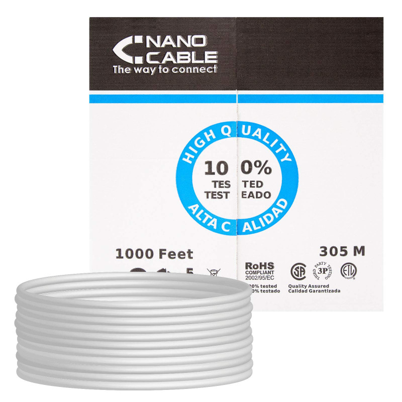 NANOCABLE 10.20.0504 - Câble Ethernet rigide RJ45 Cat.6 UTP AWG24, Gris, 305mts NANOCABLE 10.20.0504 - Câble Ethernet rigide RJ45 Cat.6 UTP AWG24, Gris, 305mts