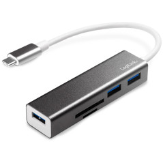 LogiLink UA0305 USB-C 3.0 HUB, 3 Ports, avec Lecteur de Carte Anthracite