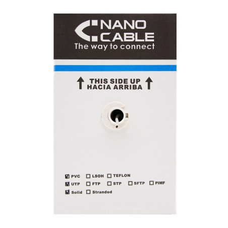NANOCABLE 10.20.0504 - Câble Ethernet rigide RJ45 Cat.6 UTP AWG24, Gris, 305mts