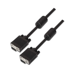 AISENS A113 – 0072 – Câble SVGA avec ferrita (HDB15/macho-hdb15/mâle, 3 m, pour Moniteur/TV/projecteur) Couleur Noir