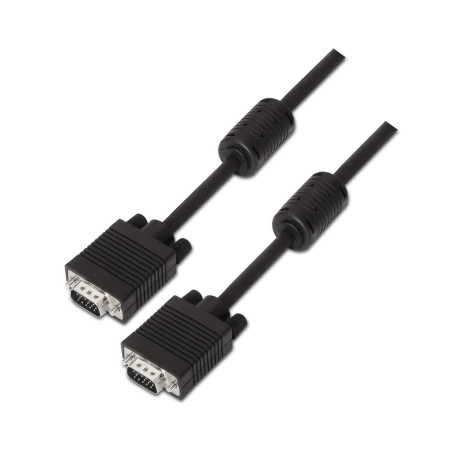 AISENS A113 – 0072 – Câble SVGA avec ferrita (HDB15/macho-hdb15/mâle, 3 m, pour Moniteur/TV/projecteur) Couleur Noir