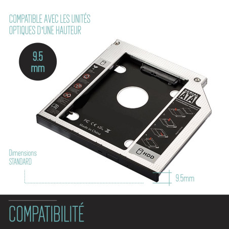 Ewent EW7003 Adaptateur HDD/SD SATA Iii pour Drive Cd/Dvd/Blu-ray Hauteur 9,5 mm
