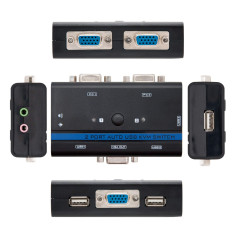NANOCABLE 10.12.0001 - Commutateurs écran-Clavier-Souris (1920 x 1440 Pixels, 250 Hz, USB, USB, VGA, 3.5mm mic,USB A,VGA (D-Sub)