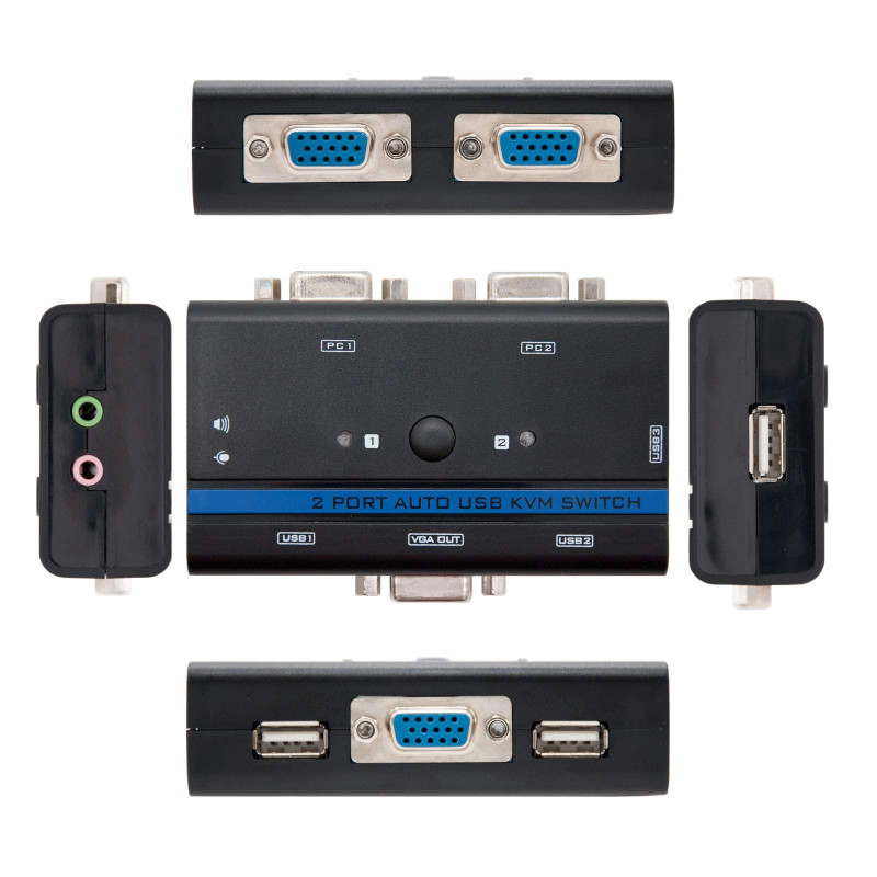 NANOCABLE 10.12.0001 - Commutateurs écran-Clavier-Souris (1920 x 1440 Pixels, 250 Hz, USB, USB, VGA, 3.5mm mic,USB A,VGA (D-Sub)