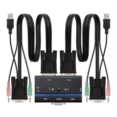 NANOCABLE 10.12.0001 - Commutateurs écran-Clavier-Souris (1920 x 1440 Pixels, 250 Hz, USB, USB, VGA, 3.5mm mic,USB A,VGA (D-Sub)
