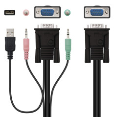 NANOCABLE 10.12.0001 - Commutateurs écran-Clavier-Souris (1920 x 1440 Pixels, 250 Hz, USB, USB, VGA, 3.5mm mic,USB A,VGA (D-Sub)