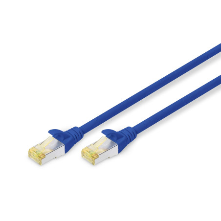 DIGITUS Câble LAN Cat 6A - 3m - RJ45 Câble réseau - S/FTP Blindé - Compatible Cat-6 & Cat-7 - Bleu
