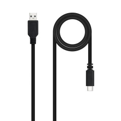 Nanocable 10.01.2102 - Câble 3A USB 2.0 vers USB-C, mâle-mâle, Noir, 2mts