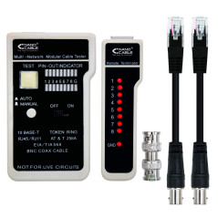 NANOCABLE 10.31.0303 - Testeur professionnel pour câbles RJ11/RJ12/RJ45/coaxial