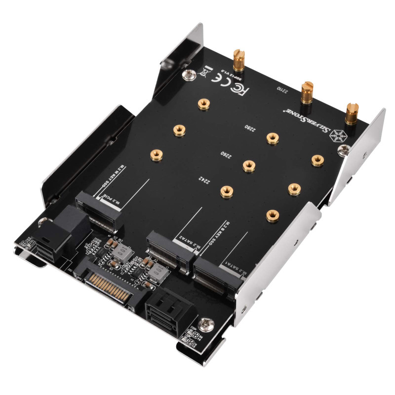 SilverStone SST-SDP12 - Support de montage 3.5 "à 2x M.2 SATA et 1x M.2 NVMe SSD SilverStone SST-SDP12 - Support de montage 3.5 "à 2x M.2 SATA et 1x M.2 NVMe SSD