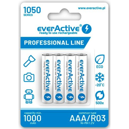 BATERÍAS RECARGABLES EVERACTIVE NI-MH R03 AAA 1050 MAH Professional Line