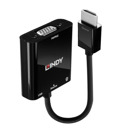 Lindy 0.1 m HDMI vers VGA Converter – Noir HDMI vers VGA et Audio 0.1 m Noir