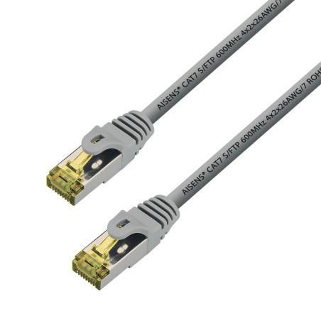 Aisens A146-0338 Câble de raccordement RJ45 LSZH Cat.7 600 MHz S/FTP Pimf AWG26, Gris, 10 m