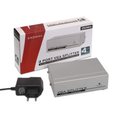 AISENS A116 – 0085 – Duplicador SVGA pour 4 Moniteurs avec Alimentation, Couleur Argent