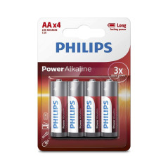 Philips Power Alkaline LR6P4B/05 AA Batteries - 1.5V - (4 Pack)