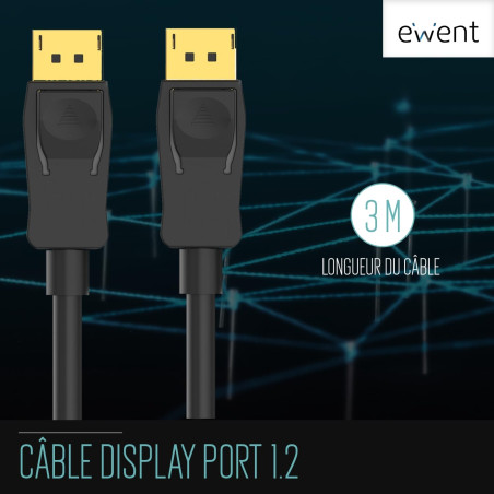 EWENT Câble DisplayPort 1.2 - Connexion Rapide et de Haute qualité pour la vidéo 4K@60Hz - Parfait pour Les tâches Graphiques in