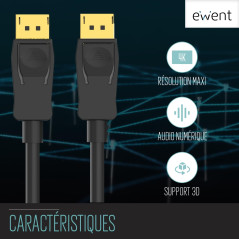 EWENT Câble DisplayPort 1.2 - Connexion Rapide et de Haute qualité pour la vidéo 4K@60Hz - Parfait pour Les tâches Graphiques in