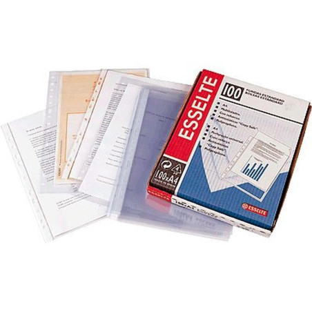 ESSELTE 46101 - Fundas portadocumentos COPYSAFE PP Cristal sin refuerzo 120 micras (caja 100 ud.) Folio. 16 taladros
