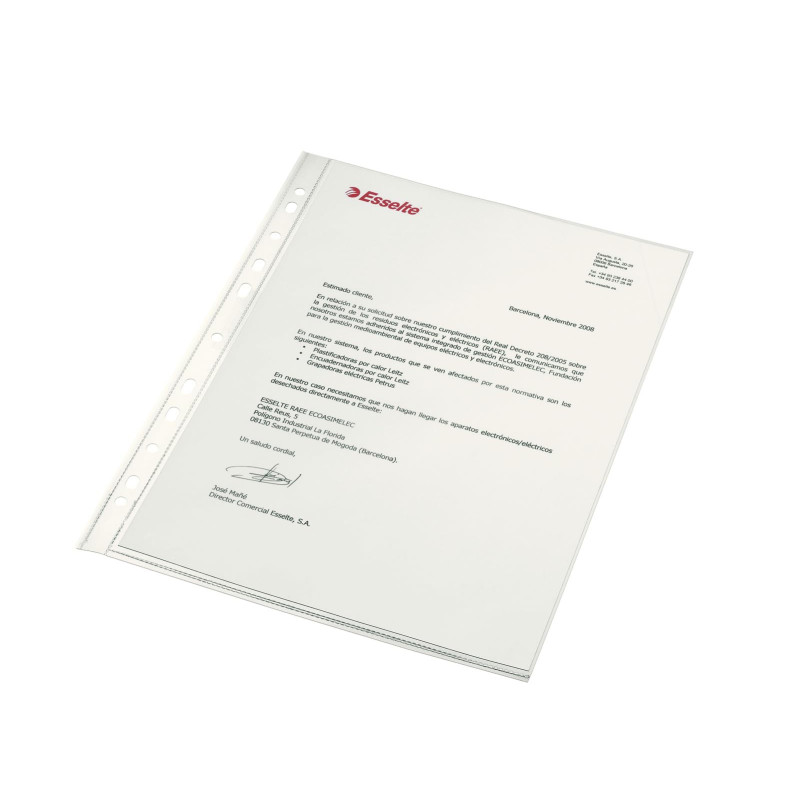 ESSELTE 46108 - Fundas portadocumentos COPYSAFE PP Cristal con refuerzo 80 micras (caja 100 ud.) DIN A4. 11 taladros ESSELTE 46108 - Fundas portadocumentos COPYSAFE PP Cristal con refuerzo 80 micras (caja 100 ud.) DIN A4. 11 taladros