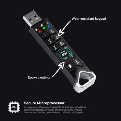iStorage datAshur PRO2 8 Go - Clé USB sécurisée - Certifié FIPS 140-2 niveau 3 - Protégé par mot de passe - Résistant à la pouss