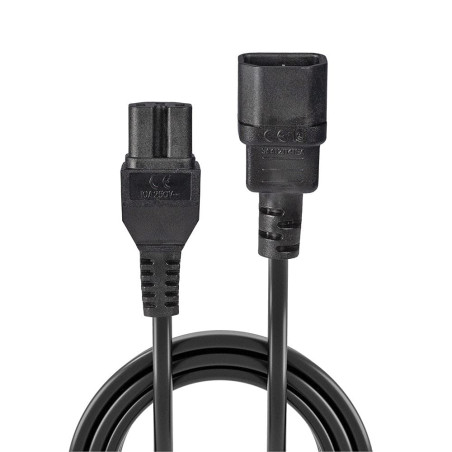 Lindy 30314 Rallonge Secteur C14 vers C15, 2m Noir