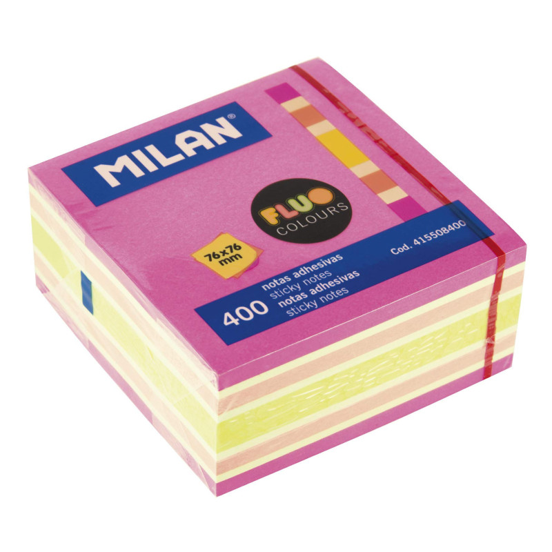 Bloc 400 notes adhésives couleurs Fluo 76 x 76 mm (rose, multicolore) Bloc 400 notes adhésives couleurs Fluo 76 x 76 mm (rose, multicolore)