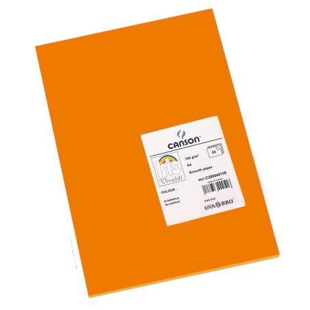 CANSON Iris Vivaldi - Paquet 50 feuilles de papier couleur A4 - 185g/m² - Orange