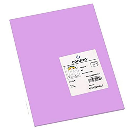 CANSON Iris Vivaldi - Paquet 50 feuilles de papier couleur A4 - 185g/m² - Lilas
