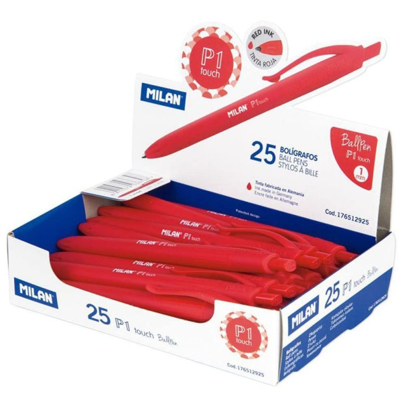Milan 176512925 Présentoir 25 stylo à bille P1 Touch Rouge Milan 176512925 Présentoir 25 stylo à bille P1 Touch Rouge