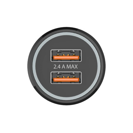 Chargeur tech one tech 2.4 voiture allume-cigare double pour iphone/USB micro/type-c couleur noir