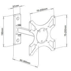 Techly ICA-LCD 2901WH Support Mural inclinable et pivotant pour TV LCD/LED 19"-37" Blanc