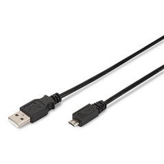 DIGITUS Câble USB 2.0 – 1 m – USB A vers Type Micro B – 480 Mbps – Câble de connexion pour ordinateurs, ordinateurs portables, h