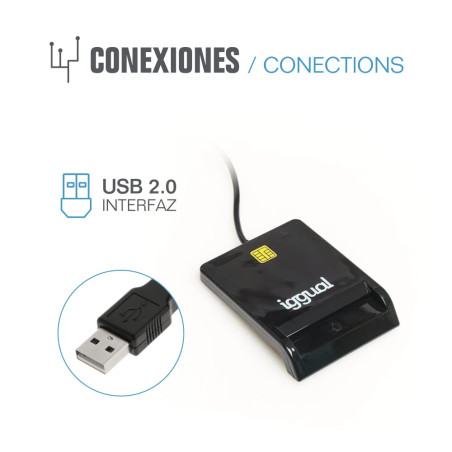 iggual Lecteur de cartes ID DNI SIP USB 2.0 noir