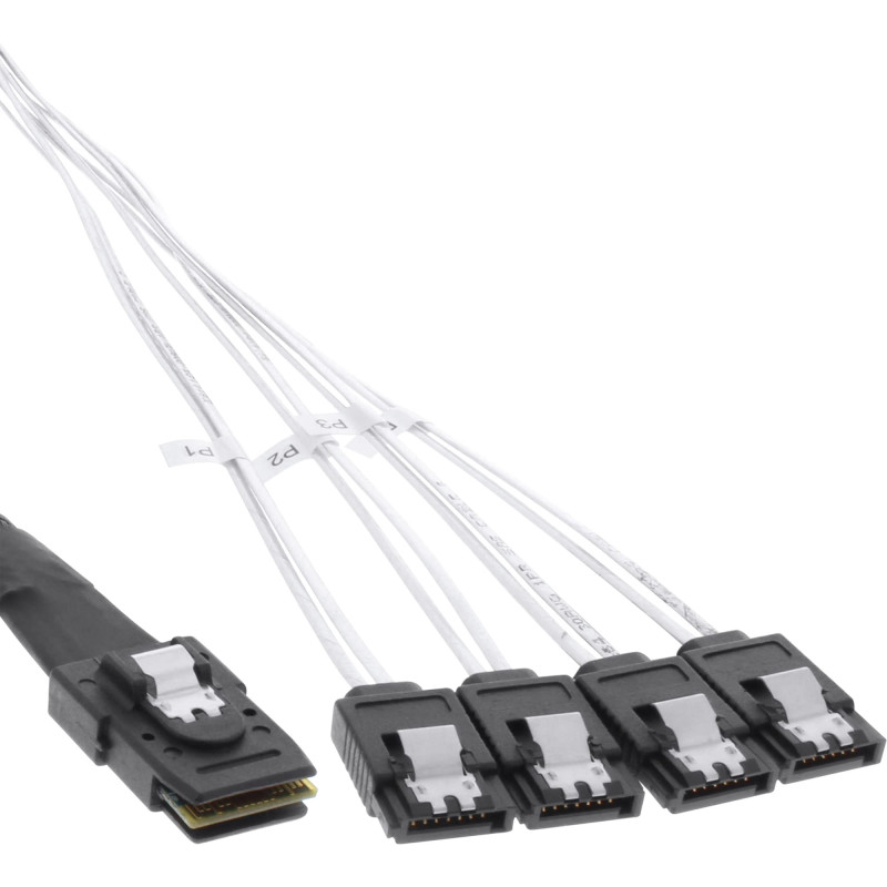 Inline 27620 Mini SAS Cable SFF8087 to 4x SATA, 1: 1, OCR 0.5 m Inline 27620 Mini SAS Cable SFF8087 to 4x SATA, 1: 1, OCR 0.5 m
