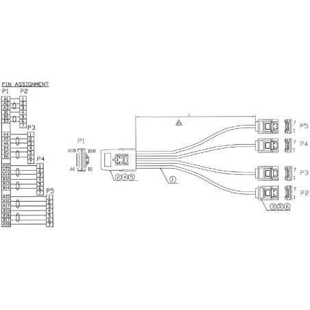 Inline 27620 Mini SAS Cable SFF8087 to 4x SATA, 1: 1, OCR 0.5 m