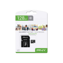 PNY Performance Plus Carte Mémoire microSDXC 128 Go + Adaptateur SD, Classe 10