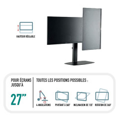 Ewent Support avec Ressort à gaz Ecran avec Bras pour Moniteur Double pour écrans LCD LED 13-32", Bras à Ressort à gaz pivotant