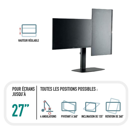Ewent Support avec Ressort à gaz Ecran avec Bras pour Moniteur Double pour écrans LCD LED 13-32", Bras à Ressort à gaz pivotant