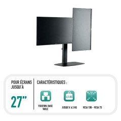 Ewent Support avec Ressort à gaz Ecran avec Bras pour Moniteur Double pour écrans LCD LED 13-32", Bras à Ressort à gaz pivotant 