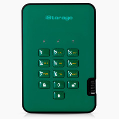 iStorage diskAshur2 HDD 1To Vert - Disque dur portable sécurisé - Protégé par mot de passe - Résistant à la poussière et à l'eau
