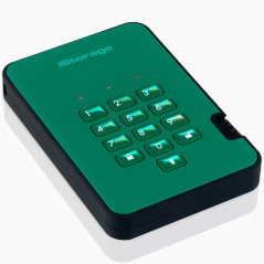 iStorage diskAshur2 HDD 1To Vert - Disque dur portable sécurisé - Protégé par mot de passe - Résistant à la poussière et à l'eau