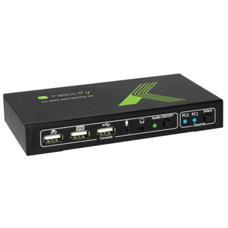 Techly IDATA-KVM-HDMI2U Noir commutateur écran, clavier et souris - Commutateurs écran-clavier-souris (3840 x 2160 pixels, USB, 