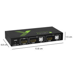 Techly IDATA-KVM-HDMI2U Noir commutateur écran, clavier et souris - Commutateurs écran-clavier-souris (3840 x 2160 pixels, USB, 