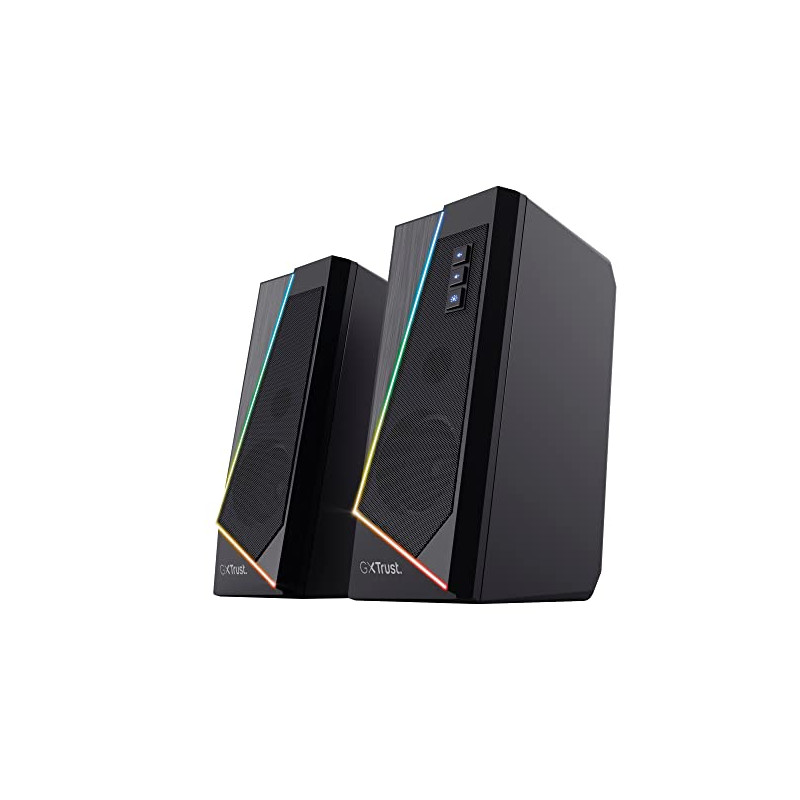 Trust Gaming GXT 609 Zoxa Système d'Enceintes, Haut-parleurs Gamer, 6 Modes d'Éclairage RGB, 12 W, Alimentation USB, Système Aud Trust Gaming GXT 609 Zoxa Système d'Enceintes, Haut-parleurs Gamer, 6 Modes d'Éclairage RGB, 12 W, Alimentation USB, Système Aud