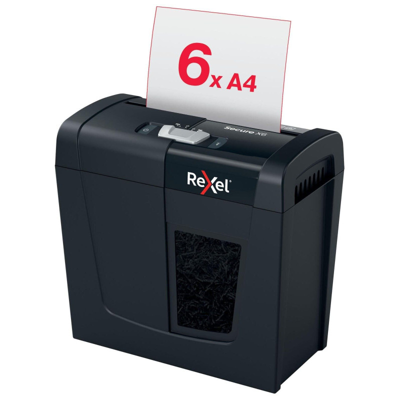 Rexel 2020122 Secure X6 - Destructeur de Documents Coupe Croisée Sécurité P4, Capacité 7-6 Feuilles (70-80 g/m²), Corbeille 10 l Rexel 2020122 Secure X6 - Destructeur de Documents Coupe Croisée Sécurité P4, Capacité 7-6 Feuilles (70-80 g/m²), Corbeille 10 l